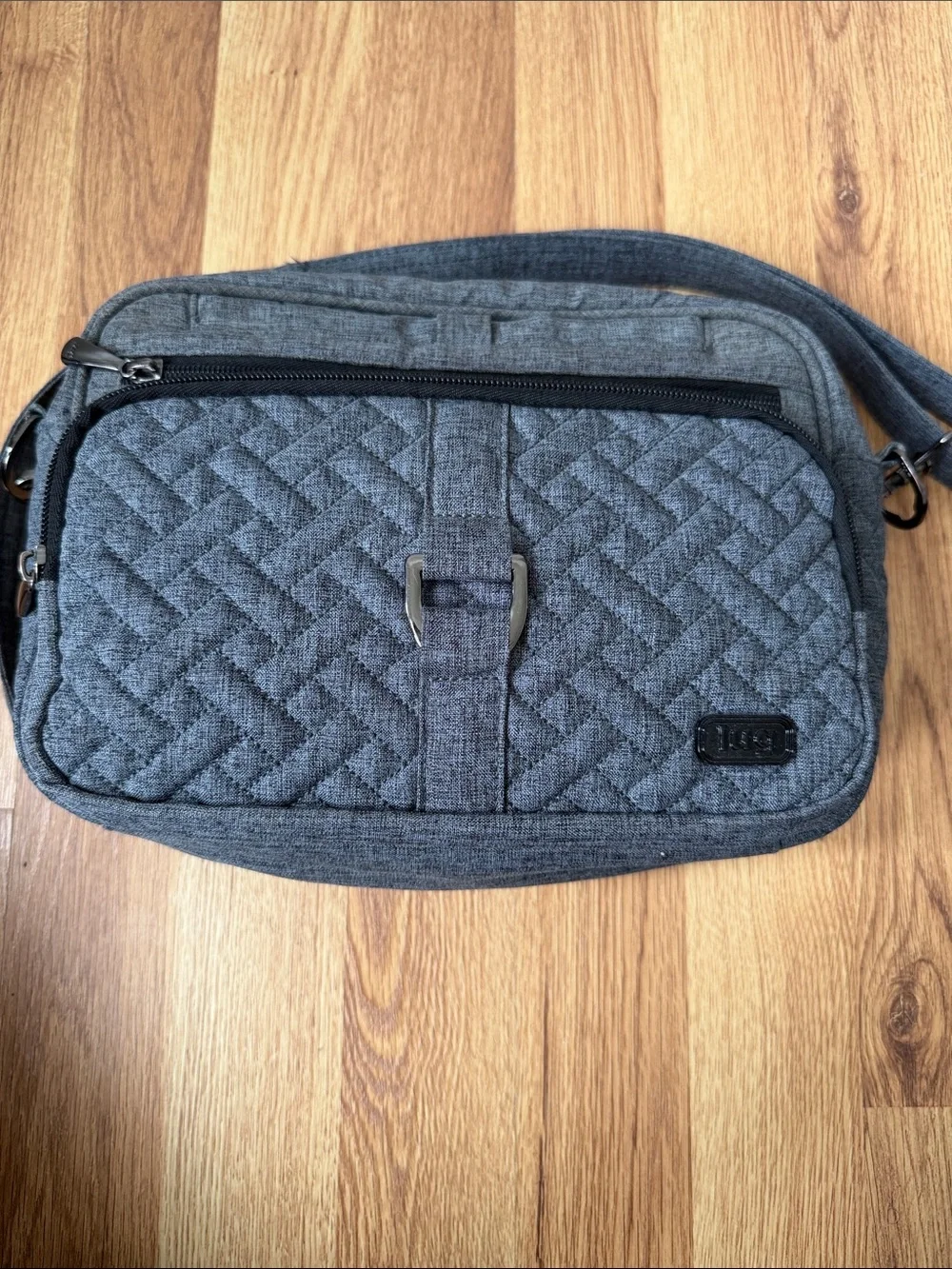 lug Corousel XL Quilted Gray Messenger Crossbody Bag - Unbranded